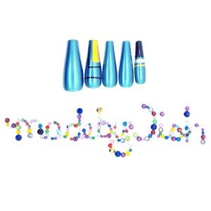 Blue Silver Gold Long Ballerina Gel Press On Nails